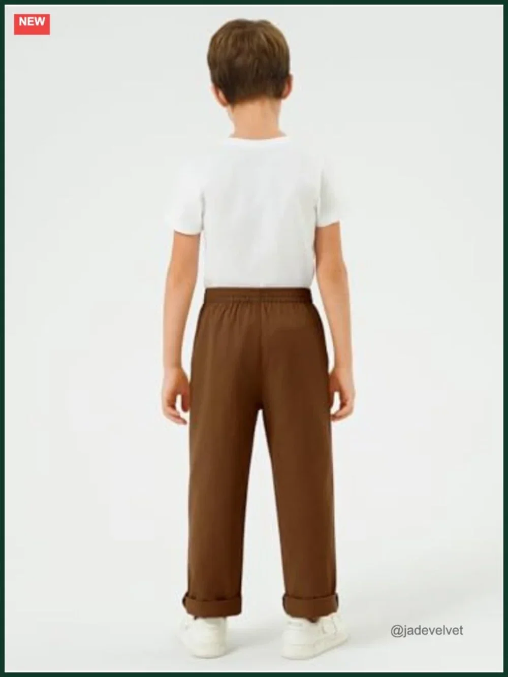Boys School Uniform Chino Pants Elastic Waist Pull On Twill Pants with Pockets
